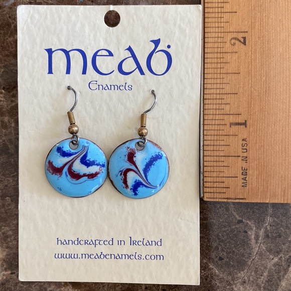 Meab Enamels pierced earrings w/ card, purchased in Ireland, NEW worn 1x - Picture 3 of 8